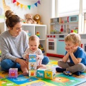Klocki sensoryczne edukacyjne miękkie kolorowe obrazki Bocioland 6 szt. 3+