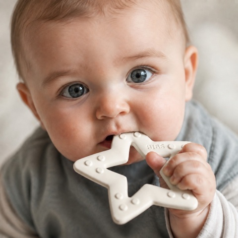 Gryzak dla niemowląt na ząbkowanie sensoryczny z wypustkami BIBS Ivory