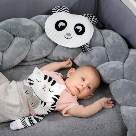 Przytulanka Babyono miękka kontrastowa szeleszcząca bawełniana panda 0+